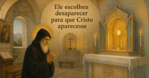 São Charbel em oração e adoração no eremitério